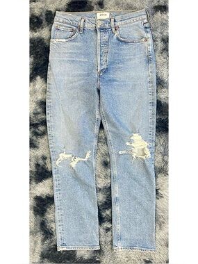 Agolde Riley High Rise Straight Light Washed Denim Jeans